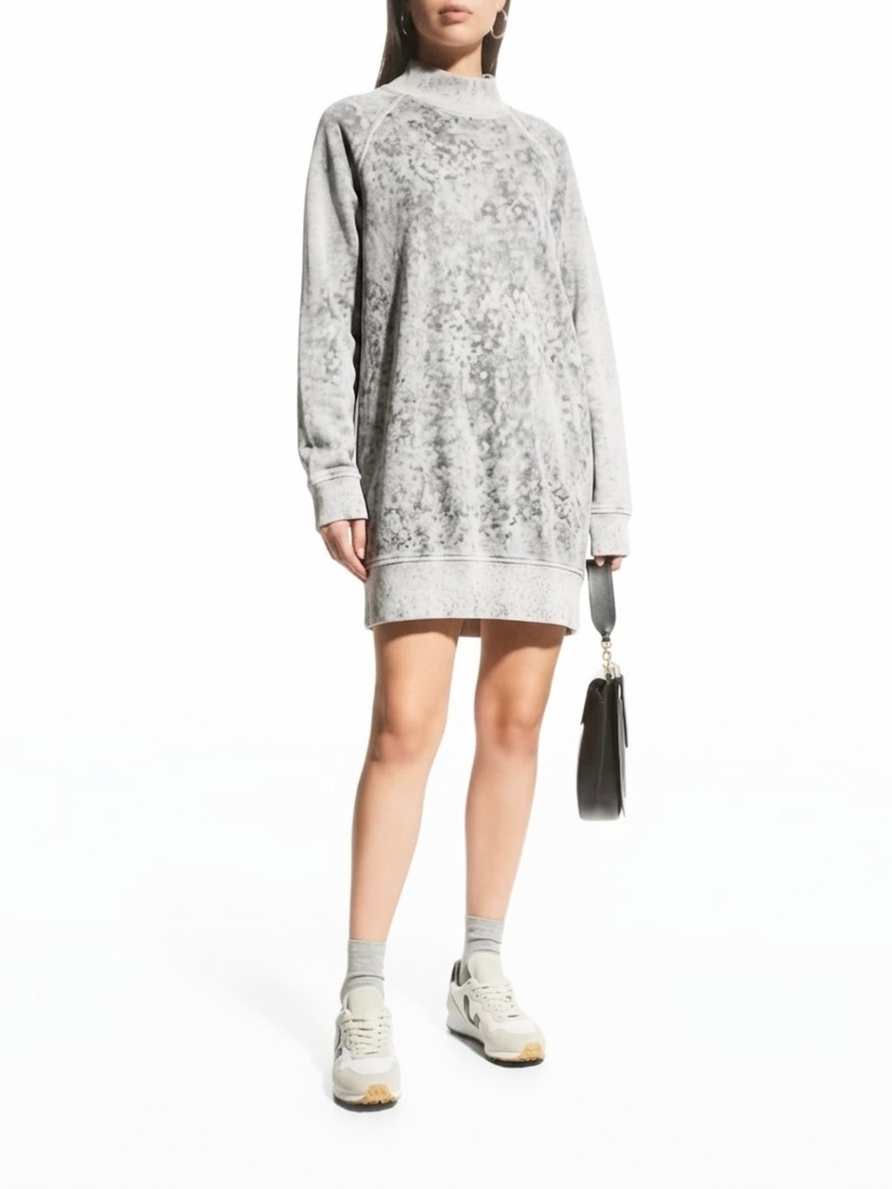 ATM French Terry Camo Mock-Neck Sweatshirt Dress Size S NWT